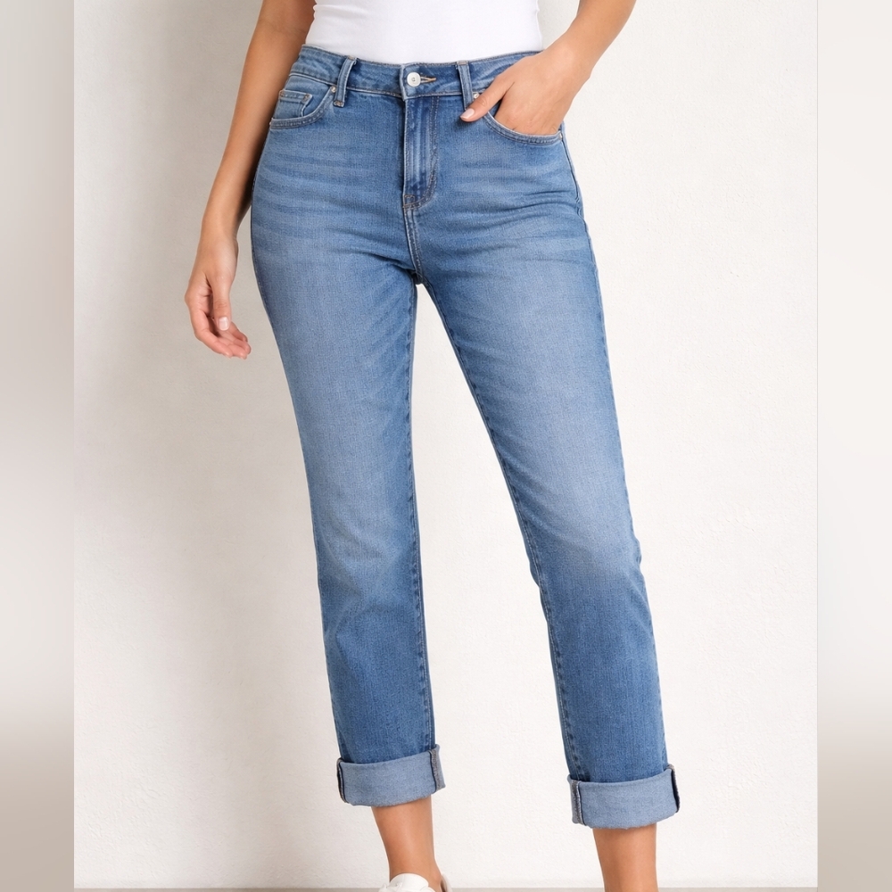 Liverpool Los Angeles NWT Cropped Cuffed Jeans Size 6/28 Mid Rise Stretch Denim